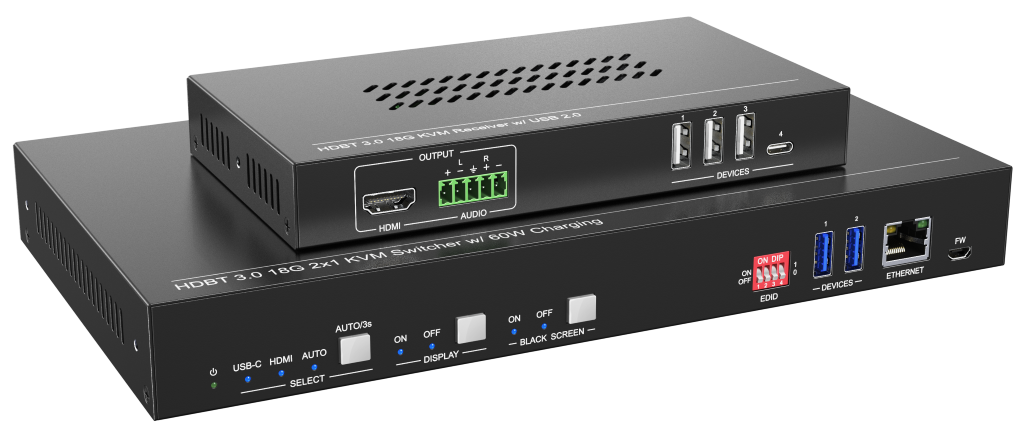 CAT (HDBaseT) system USB-C, HDMI2.0/ IP/ RS232/ USB2.0/ PoH 100m SCT-HDBT3KVM-UC