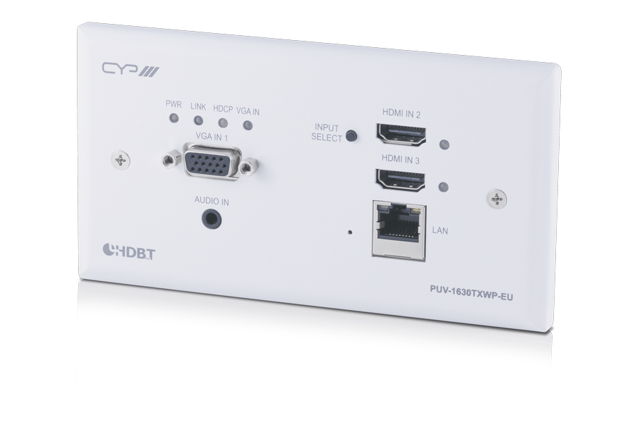 Wall plate/ CAT TX/ Switcher/2xHDMI,VGA A to HDBT PUV-1630TXWP-EU
